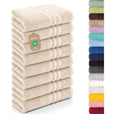 Lavea ® 8 badhanddoeken, 50 x 100 cm, crème 100% katoen – zachte en absorberende handdoeken voor badkamer, huis, hotel en spa Lavea ® 8 badhanddoeken, 50 x 100 cm, crème 100% katoen – zachte en absorberende handdoeken voor badkamer, huis, hotel en spa