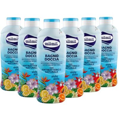 Milmil Aloha Aloha douchebadkamer, intensieve geur met natuurlijke antibacterieel, dermatologisch getest PH fysiologisch 6 x 1000 ml Milmil Aloha Aloha douchebadkamer, intensieve geur met natuurlijke antibacterieel, dermatologisch getest PH fysiologisch 6 x 1000 ml