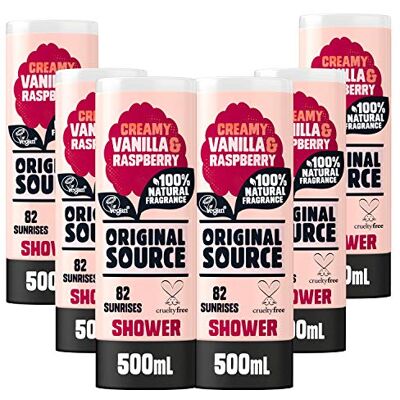 ORIGINAL SOURCE 6 x 100% natuurlijke douchegel vanille en framboos 500 ml ORIGINAL SOURCE 6 x 100% natuurlijke douchegel vanille en framboos 500 ml