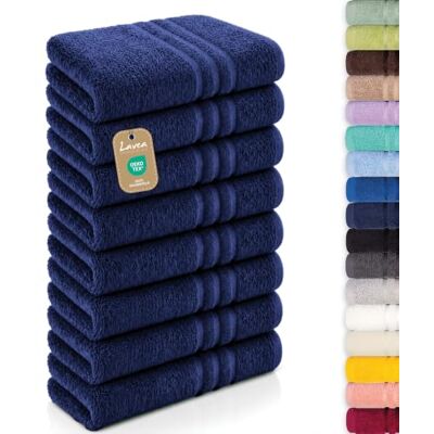 Lavea ® 8 badhanddoeken, 50 x 100 cm, marineblauw 100% katoen – zachte en absorberende handdoeken voor badkamer, huis, hotel en spa Lavea ® 8 badhanddoeken, 50 x 100 cm, marineblauw 100% katoen – zachte en absorberende handdoeken voor badkamer, huis, hotel en spa