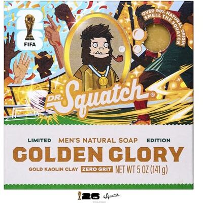 Dr. Squatch Natuurlijke zeep voor heren gelimiteerde editie van het FIFA wereldkampioenschap 2026 koude natuurlijke zeep Golden Glory (147 ml) Dr. Squatch Natuurlijke zeep voor heren gelimiteerde editie van het FIFA wereldkampioenschap 2026 koude natuurlijke zeep Golden Glory (147 ml)
