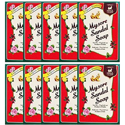 Mysore Sandal 10 stuks S-zeep (repen van 75 g) Mysore Sandal 10 stuks S-zeep (repen van 75 g)