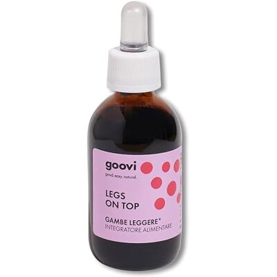 Goovi , Legs on Top, voedingssupplement met lichte benen, vermindert het gevoel van zwelling van de benen, bevordert de veneuze circulatie, 50 ml Goovi , Legs on Top, voedingssupplement met lichte benen, vermindert het gevoel van zwelling van de benen, bevordert de veneuze circulatie, 50 ml
