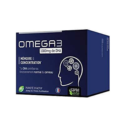 Santé Verte Omega 3 1000 mg DHA geheugen en concentratie 60 capsules Santé Verte Omega 3 1000 mg DHA geheugen en concentratie 60 capsules