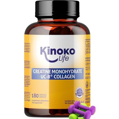 Kinoko life Creatine monohydraat capsules 3000 mg & UCII collageen – 180 capsules – creatine en creatine monohydraat voor booster pre-training en sportschool – hoog gedoseerde creatine-capsules met Kinoko life Creatine monohydraat capsules 3000 mg & UCII collageen – 180 capsules – creatine en creatine monohydraat voor booster pre-training en sportschool – hoog gedoseerde creatine-capsules met