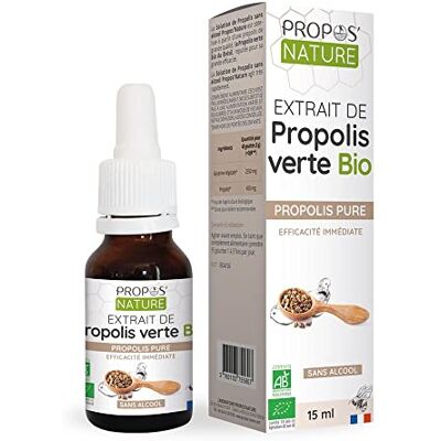 PROPOS'NATURE Bio groene propolisoplossing – 15 ml – biologisch gecertificeerd (AB) – zonder alcohol PROPOS'NATURE Bio groene propolisoplossing – 15 ml – biologisch gecertificeerd (AB) – zonder alcohol