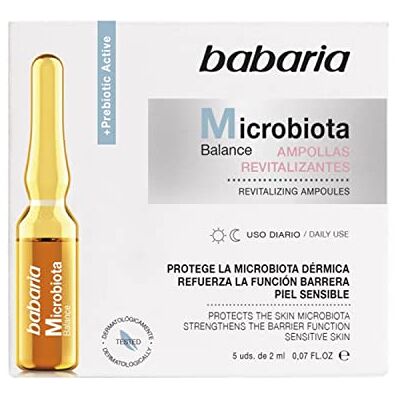 Babaria Weegschaal microbiote ampullen voorkomen uitdrogen en versterken de beschermende functie van de huid, voor de gevoelige huid, 100% veganistisch 5 x 2 ml Babaria Weegschaal microbiote ampullen voorkomen uitdrogen en versterken de beschermende functie van de huid, voor de gevoelige huid, 100% veganistisch 5 x 2 ml