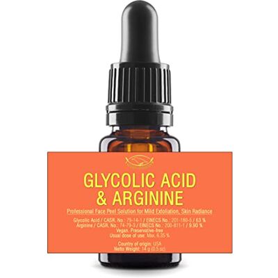 Artekas Innovation Glycolzuur – 65% met L-ARGININE – 9,9% – complex gezichtspeeling – vloeistof – professionele peeling-oplossing voor zachte peeling, helderheid van de huid – 14 g Artekas Innovation Glycolzuur – 65% met L-ARGININE – 9,9% – complex gezichtspeeling – vloeistof – professionele peeling-oplossing voor zachte peeling, helderheid van de huid – 14 g