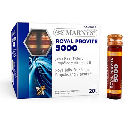 Marnys Marny's Royal Provite 5000 Pure Royal Provite gelei 3850 mg maximale energie voor speciale periodes 20 flessen 416 g Marnys Marny's Royal Provite 5000 Pure Royal Provite gelei 3850 mg maximale energie voor speciale periodes 20 flessen 416 g