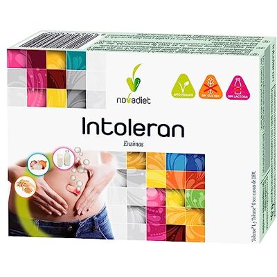 Novadiet INTOLERAN Enzymatische tabletten Verbetert de spijsvertering van gluten, lactose en plantaardig voedsel Bevordert de spijsvertering 30 omhulde tabletten Novadiet INTOLERAN Enzymatische tabletten Verbetert de spijsvertering van gluten, lactose en plantaardig voedsel Bevordert de spijsvertering 30 omhulde tabletten