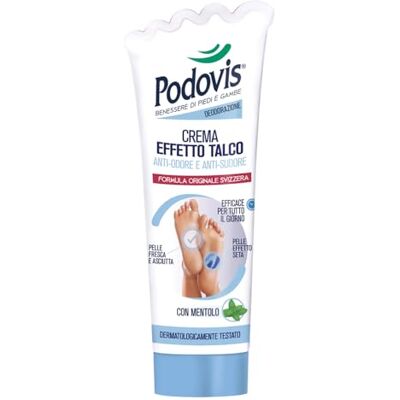 Podovis , Talkcrème, absorbeert zweet en voorkomt de vorming van slechte geurtjes, hydraterende eigenschappen, fris gevoel, 100 ml Podovis , Talkcrème, absorbeert zweet en voorkomt de vorming van slechte geurtjes, hydraterende eigenschappen, fris gevoel, 100 ml