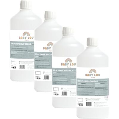 BABYLOU CARE Fles met fysiologische zoutoplossing, 4 x 1 l, NaCl 0,9%, gemaakt in Frankrijk, reiniging van de neusholtes, neushygiëne, voor externe irrigatie BABYLOU CARE Fles met fysiologische zoutoplossing, 4 x 1 l, NaCl 0,9%, gemaakt in Frankrijk, reiniging van de neusholtes, neushygiëne, voor externe irrigatie