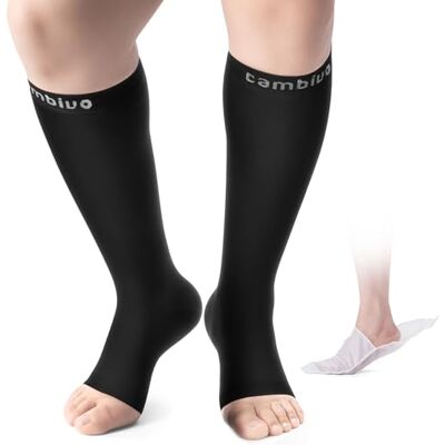 CAMBIVO Compressiekousen voor open voeten, compressiesokken voor dames en heren, compressiekousen klasse 2, 20-30 mmHg, voor spataderen, oedeem, bloedcirculatie benen, reizen 3XL CAMBIVO Compressiekousen voor open voeten, compressiesokken voor dames en heren, compressiekousen klasse 2, 20-30 mmHg, voor spataderen, oedeem, bloedcirculatie benen, reizen 3XL