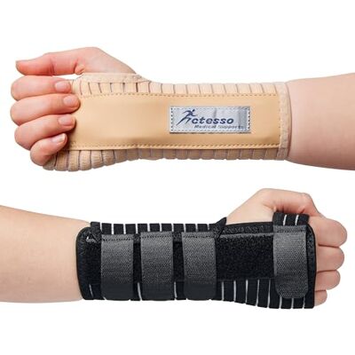 Actesso Ademende polsspalk carpaal kanaalbrace Stijve grip voor verstuikingen, peesontstekingen of polsbreuken. (zwart, L (verpakking van 1), linkerhand) Actesso Ademende polsspalk carpaal kanaalbrace Stijve grip voor verstuikingen, peesontstekingen of polsbreuken. (zwart, L (verpakking van 1), linkerhand)