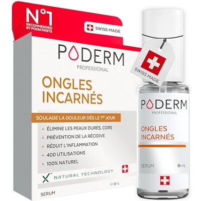 PODERM Ingegroeide nagels 2-in-1 verzachtende behandeling verlicht pijn, voorkomt infecties Smeert de nagel en verzacht eelt Professionele voet/handoplossing Gemaakt in Zwitserland PODERM Ingegroeide nagels 2-in-1 verzachtende behandeling verlicht pijn, voorkomt infecties Smeert de nagel en verzacht eelt Professionele voet/handoplossing Gemaakt in Zwitserland