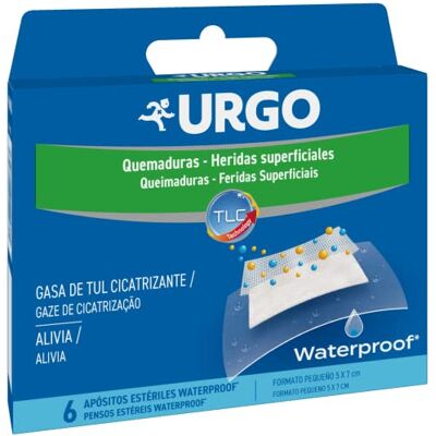 Urgo Brandwonden en oppervlakkige wonden Waterproof Steriele waterdichte pleisters Klein formaat 6 pleisters van 5 x 7 cm Urgo Brandwonden en oppervlakkige wonden Waterproof Steriele waterdichte pleisters Klein formaat 6 pleisters van 5 x 7 cm