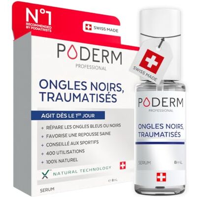 PODERM ZWARTE EN TRAUMATISEERDE NAGELS 2-in-1 Krachtige biologische planten herstellende en versterkende Geschikt voor trail-/voetbalsporters Professionele voet/handverzorging Eenvoudig en snel PODERM ZWARTE EN TRAUMATISEERDE NAGELS 2-in-1 Krachtige biologische planten herstellende en versterkende Geschikt voor trail-/voetbalsporters Professionele voet/handverzorging Eenvoudig en snel
