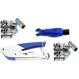 Cabelcon Set bestaande uit Pocket Tool compressieklemmen + kabelstrip + 20 F-compressiestekkers (20 stuks CX3 7.0 QM + blauwe stripper) Cabelcon Set bestaande uit Pocket Tool compressieklemmen + kabelstrip + 20 F-compressiestekkers (20 stuks CX3 7.0 QM + blauwe stripper)