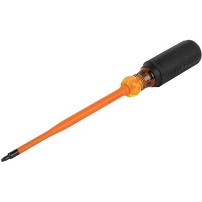 KLEIN TOOLS Geïsoleerde schroevendraaier, 1000 V Slim Profile Tip, 1 vierkant met 6 inch Shank, Cushion-Grip Handvat Klein Gereedschap 6986INS KLEIN TOOLS Geïsoleerde schroevendraaier, 1000 V Slim Profile Tip, 1 vierkant met 6 inch Shank, Cushion-Grip Handvat Klein Gereedschap 6986INS