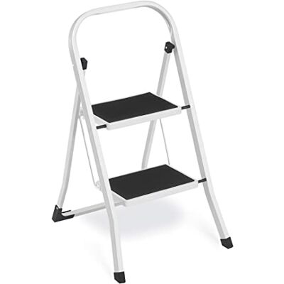SONGMICS GSL12WT Ladder, opstapje, inklapbaar, 2 treden, antislip, staal, belastbaar tot 150 kg, wit SONGMICS GSL12WT Ladder, opstapje, inklapbaar, 2 treden, antislip, staal, belastbaar tot 150 kg, wit