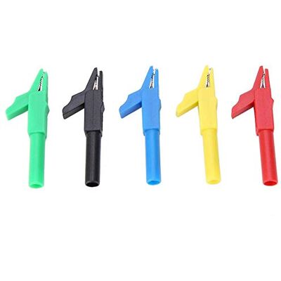 Walfront 5 stuks krokodillenklemmen 15 A/300 V verguld voor bananenstekker 4 mm P2007 Walfront 5 stuks krokodillenklemmen 15 A/300 V verguld voor bananenstekker 4 mm P2007