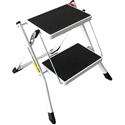 REQUISITE NEEDS Opvouwbare trapladder, 2 treden, compact, antislip, stabiel, voor keuken, huis, volwassenen, draagkracht 150 kg REQUISITE NEEDS Opvouwbare trapladder, 2 treden, compact, antislip, stabiel, voor keuken, huis, volwassenen, draagkracht 150 kg