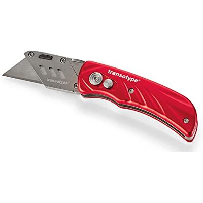 transotype PRO aluminium snijder met 5 reservemesjes, ambachtelijk mes met vouwfunctie en veiligheidsvergrendeling voor nauwkeurig snijden transotype PRO aluminium snijder met 5 reservemesjes, ambachtelijk mes met vouwfunctie en veiligheidsvergrendeling voor nauwkeurig snijden