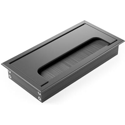 ATM Rechthoekige kabelgoot voor bureau en meubels, rechthoekige kabeldoorvoer met geïntegreerde borstel, aluminium klep, matzwart, 80 x 160 mm ATM Rechthoekige kabelgoot voor bureau en meubels, rechthoekige kabeldoorvoer met geïntegreerde borstel, aluminium klep, matzwart, 80 x 160 mm