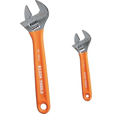 KLEIN TOOLS D5072 Set van 2 verstelbare moersleutels van gesmeed staal met extra capaciteit van 15,2 cm en 25,4 cm, SAE en metrische schaal KLEIN TOOLS D5072 Set van 2 verstelbare moersleutels van gesmeed staal met extra capaciteit van 15,2 cm en 25,4 cm, SAE en metrische schaal