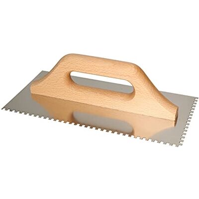 KOTARBAU ® Roestvrijstalen getande troffel 280 x 130 mm 4 x 4 mm met houten handvat KOTARBAU ® Roestvrijstalen getande troffel 280 x 130 mm 4 x 4 mm met houten handvat