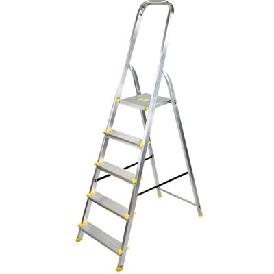 BAYERSYSTEM LADDER LEITER ÉCHELLE DRABINA Bayersystem BS-DA5 120 Aluminium vouwladder met leuning, antislipvoeten, belastbaar tot 120 kg, maximale werkhoogte 2,99 m, met leuning, antislipvoeten, voor BAYERSYSTEM LADDER LEITER ÉCHELLE DRABINA Bayersystem BS-DA5 120 Aluminium vouwladder met leuning, antislipvoeten, belastbaar tot 120 kg, maximale werkhoogte 2,99 m, met leuning, antislipvoeten, voor