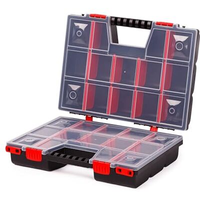 MIVOS Dubbelzijdige opbergdoos 390 x 290 x 130 mm met 30 verstelbare vakken, sorteerbox voor kleine onderdelen, accessoirebox, robuuste gereedschapskist voor werkplaats, made in EU MIVOS Dubbelzijdige opbergdoos 390 x 290 x 130 mm met 30 verstelbare vakken, sorteerbox voor kleine onderdelen, accessoirebox, robuuste gereedschapskist voor werkplaats, made in EU