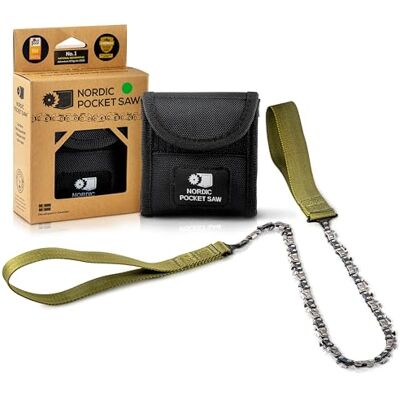 Nordic Pocket Saw Zakkettingzaag, 93 cm, opvouwbaar, handkettingzaag met nylon etui, survivalzaag en campingzaag voor buiten, handmatige kettingzaag voor twee personen, survivalgereedschap Nordic Pocket Saw Zakkettingzaag, 93 cm, opvouwbaar, handkettingzaag met nylon etui, survivalzaag en campingzaag voor buiten, handmatige kettingzaag voor twee personen, survivalgereedschap