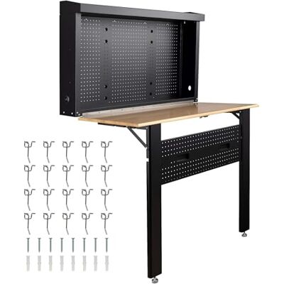 WilTec Wandbank, inklapbaar, op poten, 1205 x 265 x 950 mm, max. 200 kg, staal en hout, met ophangpaneel, werkbank, werkbank, werkbank, werkplaats, huis, doe-het-zelf WilTec Wandbank, inklapbaar, op poten, 1205 x 265 x 950 mm, max. 200 kg, staal en hout, met ophangpaneel, werkbank, werkbank, werkbank, werkplaats, huis, doe-het-zelf