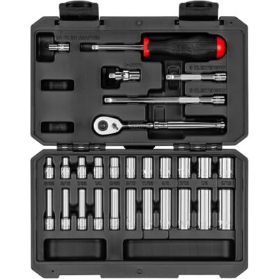 TEKTON SKT05102 0,40-1,42 cm zeskantdopsleutelset met etui, 0,63 cm diep, 28-delig, 0,40-1,42 cm TEKTON SKT05102 0,40-1,42 cm zeskantdopsleutelset met etui, 0,63 cm diep, 28-delig, 0,40-1,42 cm