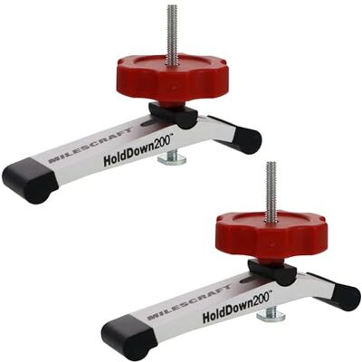 Milescraft 4036 Hold Down 200 Set van 2 robuuste geanodiseerde T-klemmen voor houtbewerking 14 x 3,8 cm Milescraft 4036 Hold Down 200 Set van 2 robuuste geanodiseerde T-klemmen voor houtbewerking 14 x 3,8 cm
