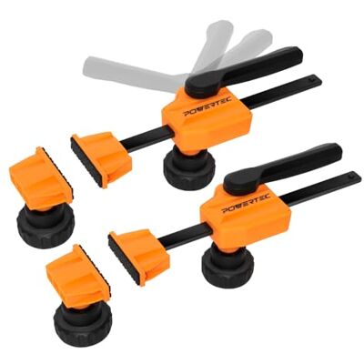 POWERTEC Set van 2 bankklemmen voor hondengaten, 1,9 cm, snelspanner, snelspanner, robuuste werkbankklemmen met 79,8 kg spankracht, gereedschap POWERTEC Set van 2 bankklemmen voor hondengaten, 1,9 cm, snelspanner, snelspanner, robuuste werkbankklemmen met 79,8 kg spankracht, gereedschap