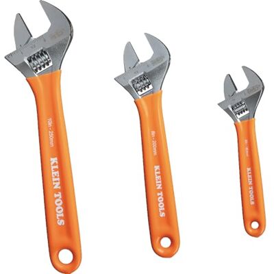 KLEIN TOOLS D5073 Verstelbare moersleutelset, extra capaciteit, 15,2 cm, 20,3 cm, 25,4 cm, warmtebehandelde gesmede staallegering, metrisch en SAE, 3 stuks KLEIN TOOLS D5073 Verstelbare moersleutelset, extra capaciteit, 15,2 cm, 20,3 cm, 25,4 cm, warmtebehandelde gesmede staallegering, metrisch en SAE, 3 stuks