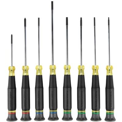 KLEIN TOOLS 85617 Mini-precisie-schroevendraaierset, sleufpunt, Phillips, Torx, zachte handgrepen, ideaal voor klemmenblokken, elektronische apparaten KLEIN TOOLS 85617 Mini-precisie-schroevendraaierset, sleufpunt, Phillips, Torx, zachte handgrepen, ideaal voor klemmenblokken, elektronische apparaten