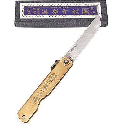 HIGO NO KAMI Higonokami Japans handgemaakt opvouwbaar zakmes Warikomi KenGata Gestempeld mes Handgemaakt in Japan door Nagao Kanekoma Wit Staal (Messing Handvat) HIGO NO KAMI Higonokami Japans handgemaakt opvouwbaar zakmes Warikomi KenGata Gestempeld mes Handgemaakt in Japan door Nagao Kanekoma Wit Staal (Messing Handvat)