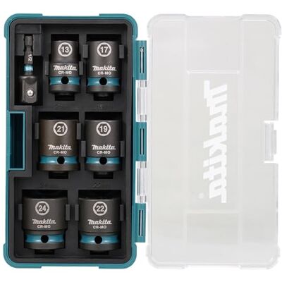 Makita E-16592 dopsleutelset 1/2 inch voor Akku-Schlagschrauber DTW700 & DTW701 (7-delig) (E-16592). Merk: Makita E-16592 dopsleutelset 1/2 inch voor Akku-Schlagschrauber DTW700 & DTW701 (7-delig) (E-16592). Merk: