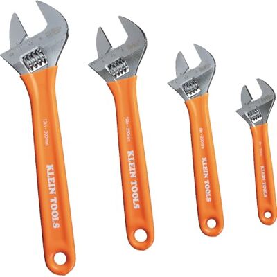 KLEIN TOOLS D5074 Set van 4 verstelbare moersleutels, extra capaciteit, 15,2 cm, 20,3 cm, 25,4 cm, 30,5 cm, gesmede staallegering, metrisch en SAE, 4 stuks KLEIN TOOLS D5074 Set van 4 verstelbare moersleutels, extra capaciteit, 15,2 cm, 20,3 cm, 25,4 cm, 30,5 cm, gesmede staallegering, metrisch en SAE, 4 stuks