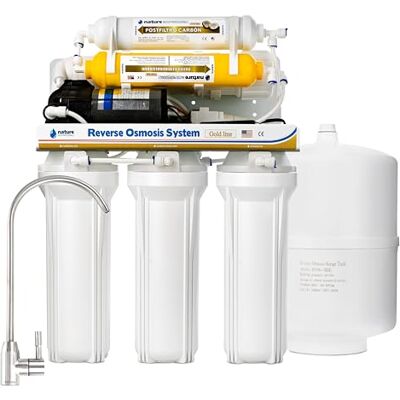 NATURE WATER PROFESSIONALS Omgekeerde osmose-uitrusting, 6-traps osmose-set, inhoud 5 liter, met Vontron 50GPD membraan, pomp en filters. NATURE WATER PROFESSIONALS Omgekeerde osmose-uitrusting, 6-traps osmose-set, inhoud 5 liter, met Vontron 50GPD membraan, pomp en filters.