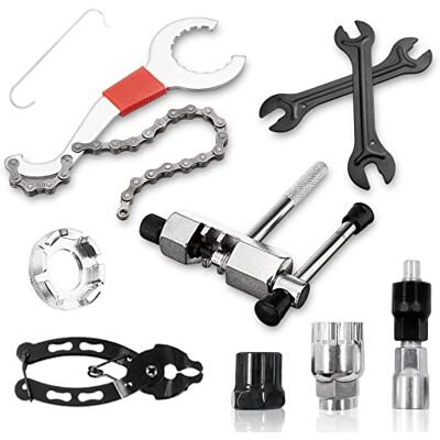 Mitening Kettingbezem en trekker Fietsgereedschapsset: 9-delige fietscassette, fietsreparatieset bevat een tandkroonsleutel met kettingzweep, cranktrekker, cranktrekker, Mitening Kettingbezem en trekker Fietsgereedschapsset: 9-delige fietscassette, fietsreparatieset bevat een tandkroonsleutel met kettingzweep, cranktrekker, cranktrekker,
