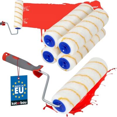 KOTARBAU ® 5 rollen gele draad, 250 mm, met rubberen handgreep, verfroller, rolborstel voor schilder- en renovatiewerkzaamheden KOTARBAU ® 5 rollen gele draad, 250 mm, met rubberen handgreep, verfroller, rolborstel voor schilder- en renovatiewerkzaamheden