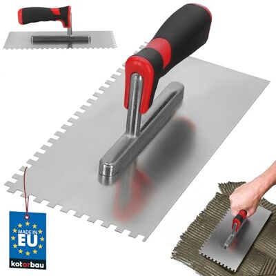 KOTARBAU Gladde troffel van roestvrij staal met vertanding 6 x 6 mm voor het leggen van tegels, gladmakende schijf, roestvrijstalen troffel met zachte handgreep, onmisbaar voor tegels, 270 x KOTARBAU Gladde troffel van roestvrij staal met vertanding 6 x 6 mm voor het leggen van tegels, gladmakende schijf, roestvrijstalen troffel met zachte handgreep, onmisbaar voor tegels, 270 x
