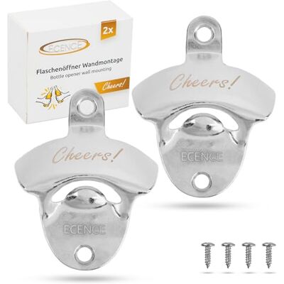 ECENCE 2 x flesopener voor aan de muur, bierflesopener in vintage-stijl, flesopener, wandhouder voor bierflesopener, accessoires voor buiten ECENCE 2 x flesopener voor aan de muur, bierflesopener in vintage-stijl, flesopener, wandhouder voor bierflesopener, accessoires voor buiten