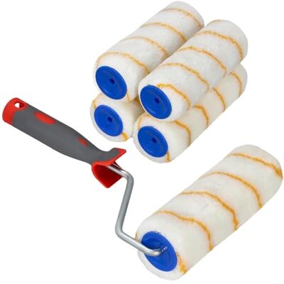 KOTARBAU ® 5 rollen gele draad 180 mm met rubberen handgreep, rolborstel voor schilder- en renovatiewerkzaamheden KOTARBAU ® 5 rollen gele draad 180 mm met rubberen handgreep, rolborstel voor schilder- en renovatiewerkzaamheden