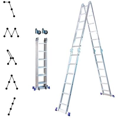 Hoström STAVALANCE4x6 scharnierende vouwladder, 6,8 m, 24 treden, multifunctioneel, wandspreker, trapladder, aluminium, werkhoogte max. 7,13 m. Hoström STAVALANCE4x6 scharnierende vouwladder, 6,8 m, 24 treden, multifunctioneel, wandspreker, trapladder, aluminium, werkhoogte max. 7,13 m.