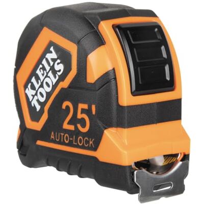 KLEIN TOOLS 9125AL meetlint, robuust meetlint, versterkt nylon lemmet met enkele haak van 7,6 m, automatische vergrendeling KLEIN TOOLS 9125AL meetlint, robuust meetlint, versterkt nylon lemmet met enkele haak van 7,6 m, automatische vergrendeling